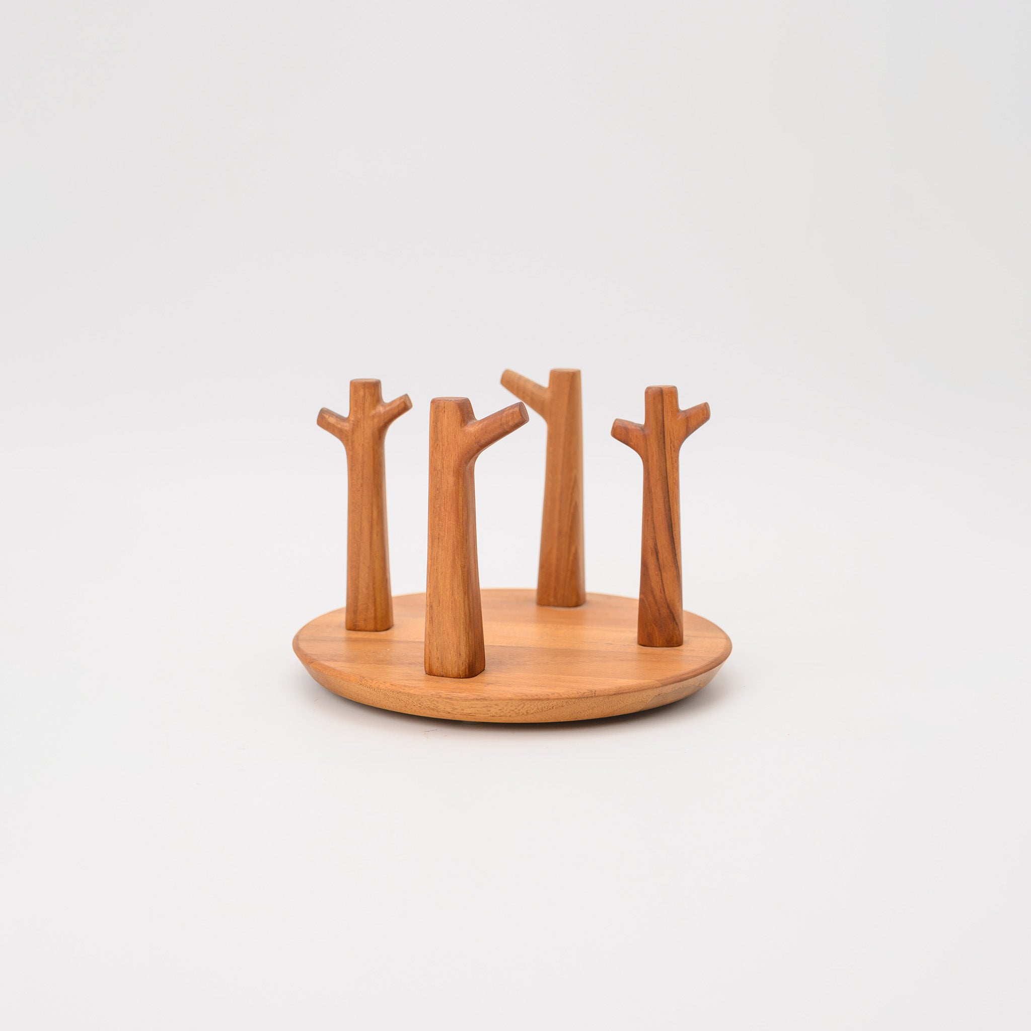 FOREST GLASS STAND (SET OF 4 GLASSES AND WOODEN STAND)