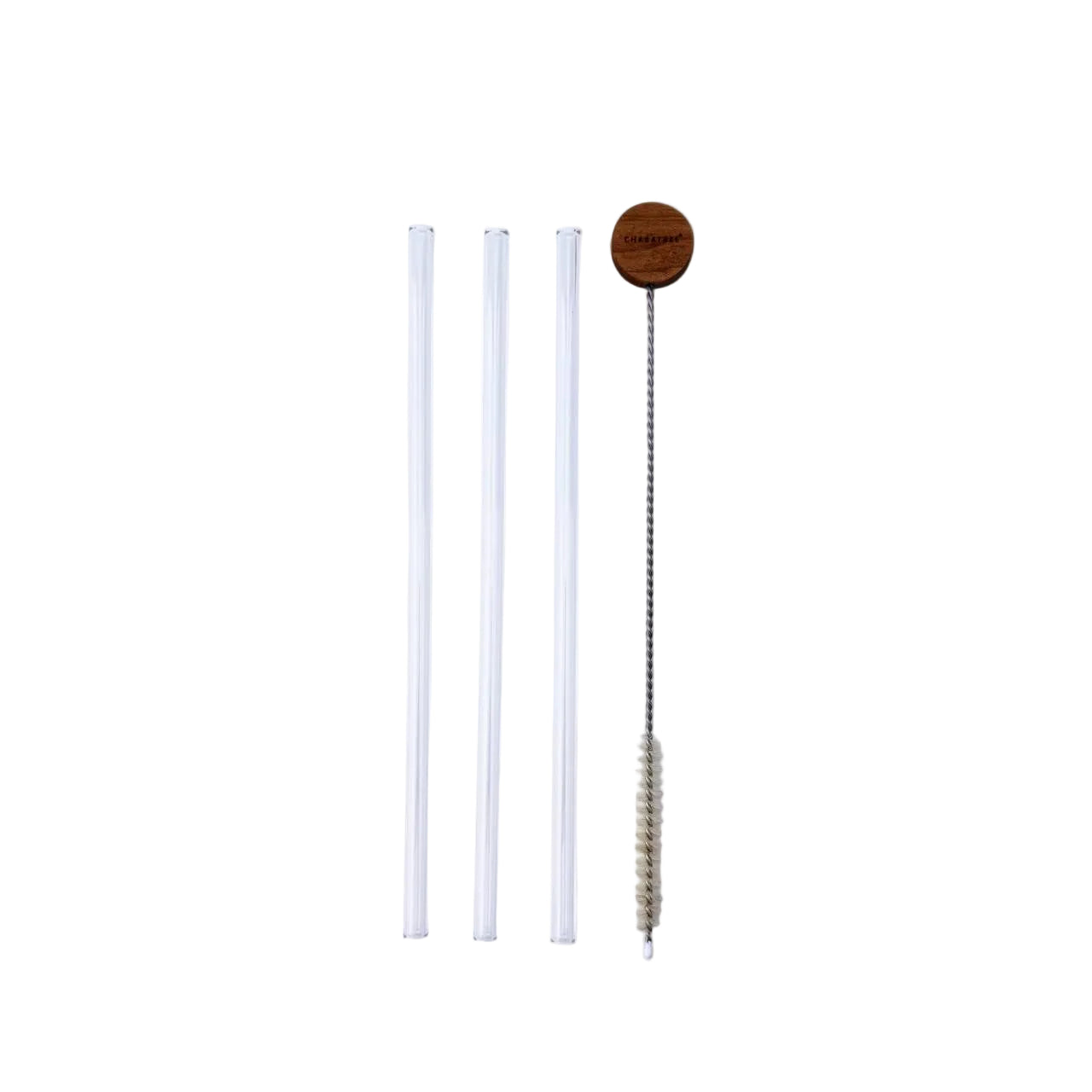 GLASS STRAW SET (WALNUT)