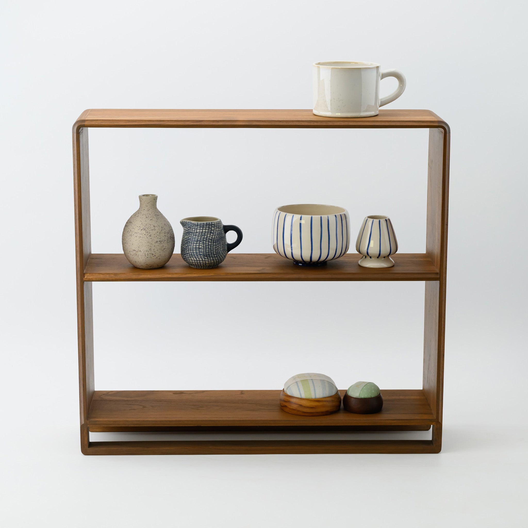 2 TIER DISPLAY SHELF (TEAK)