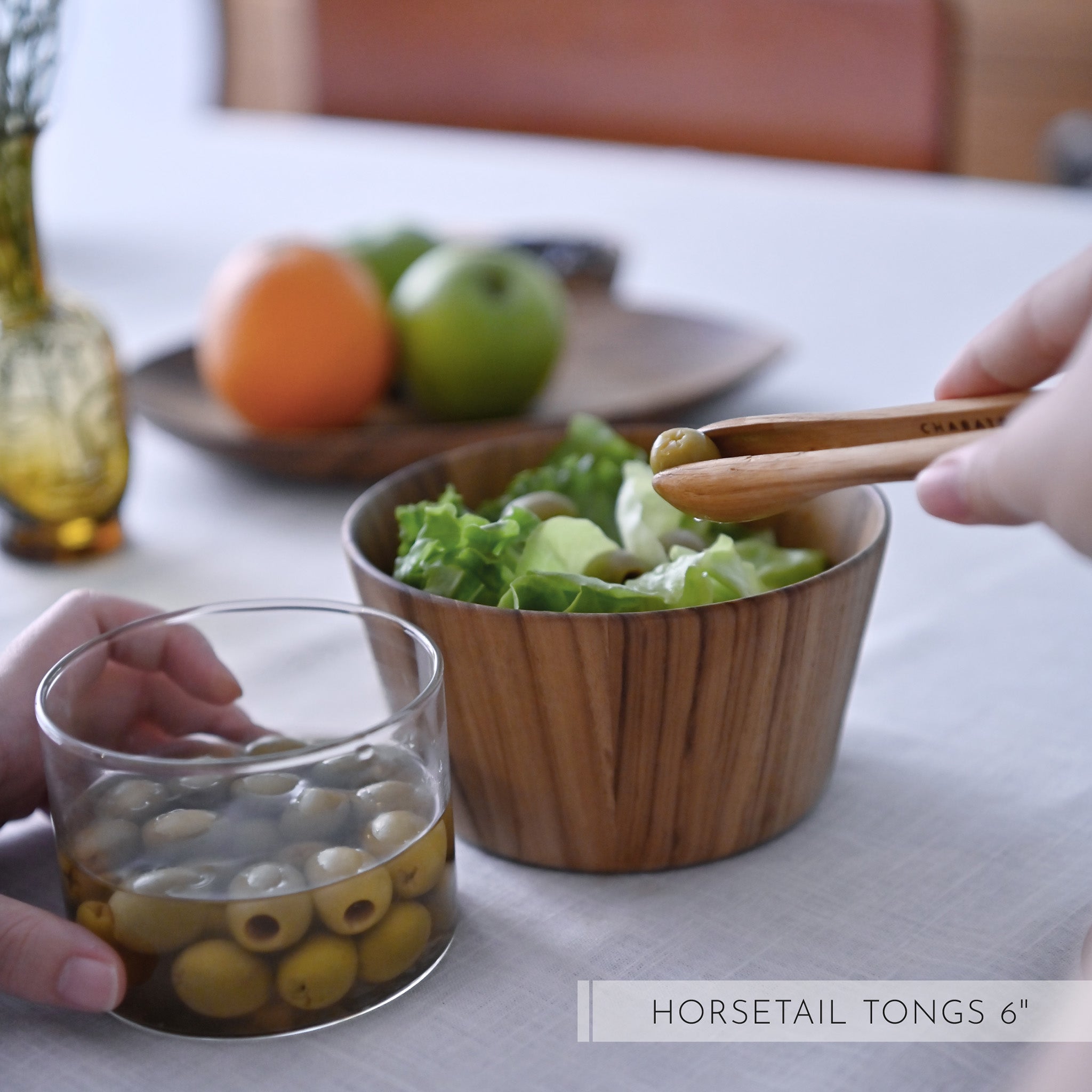 HORSETAIL TONGS 6" (TEAK)