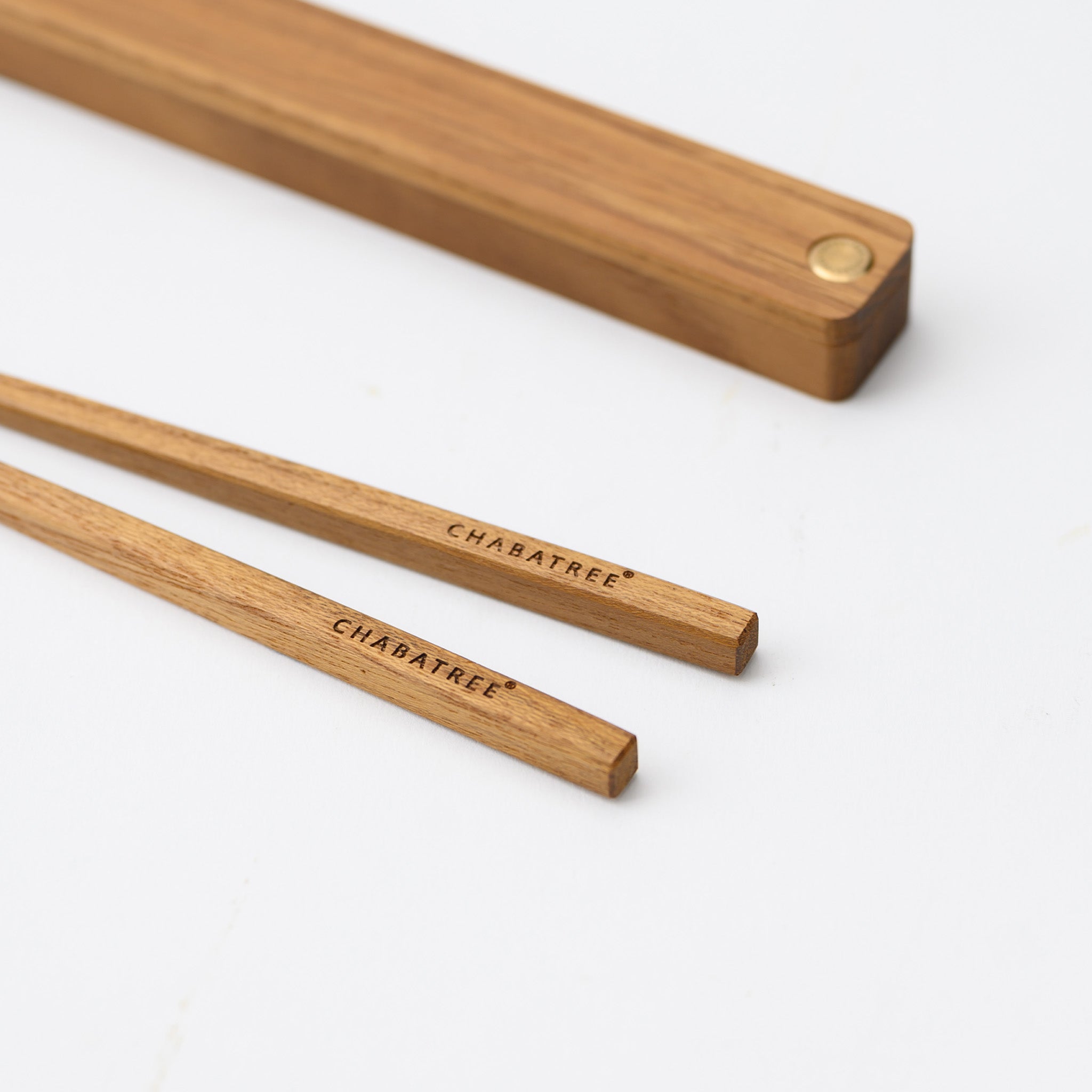 "COMPASS" CHOPSTICKS WITH CASE (SQUARE) 21 (TEAK)