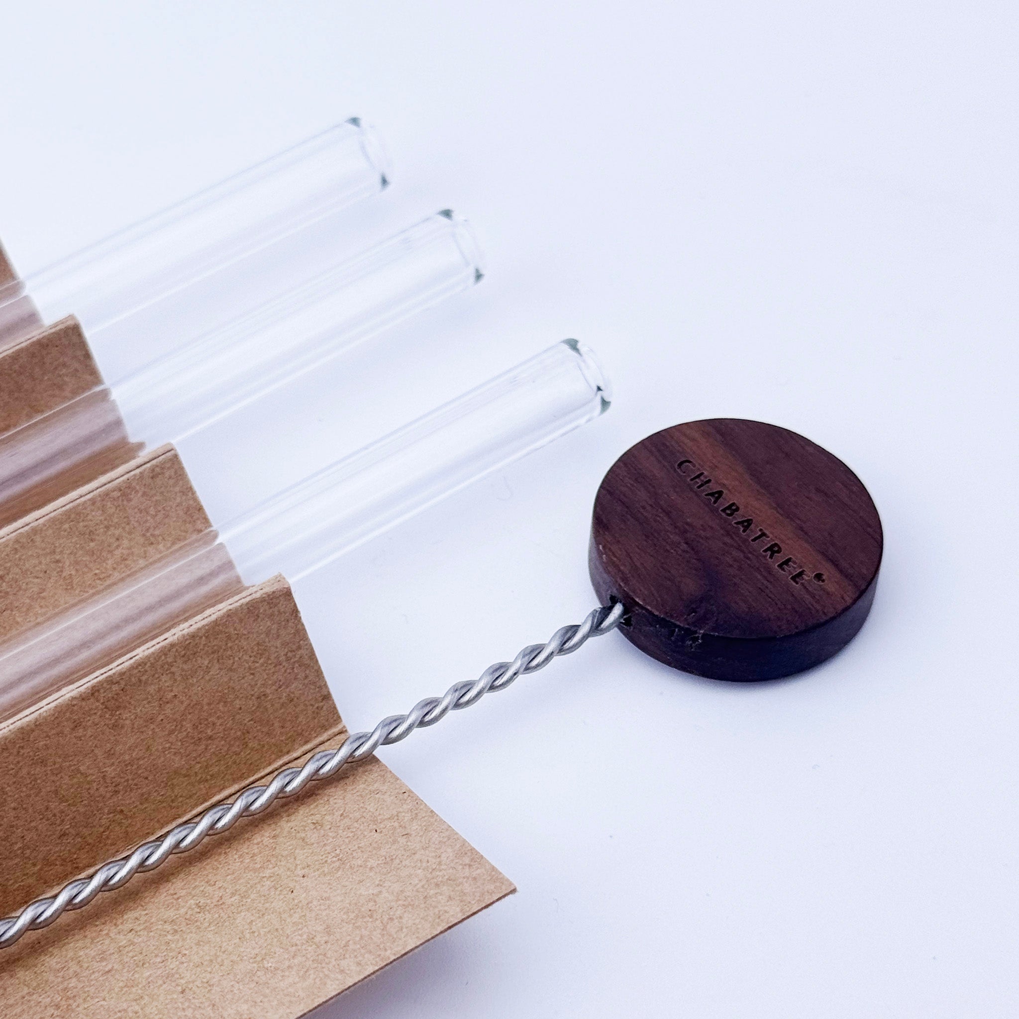 GLASS STRAW SET (WALNUT)