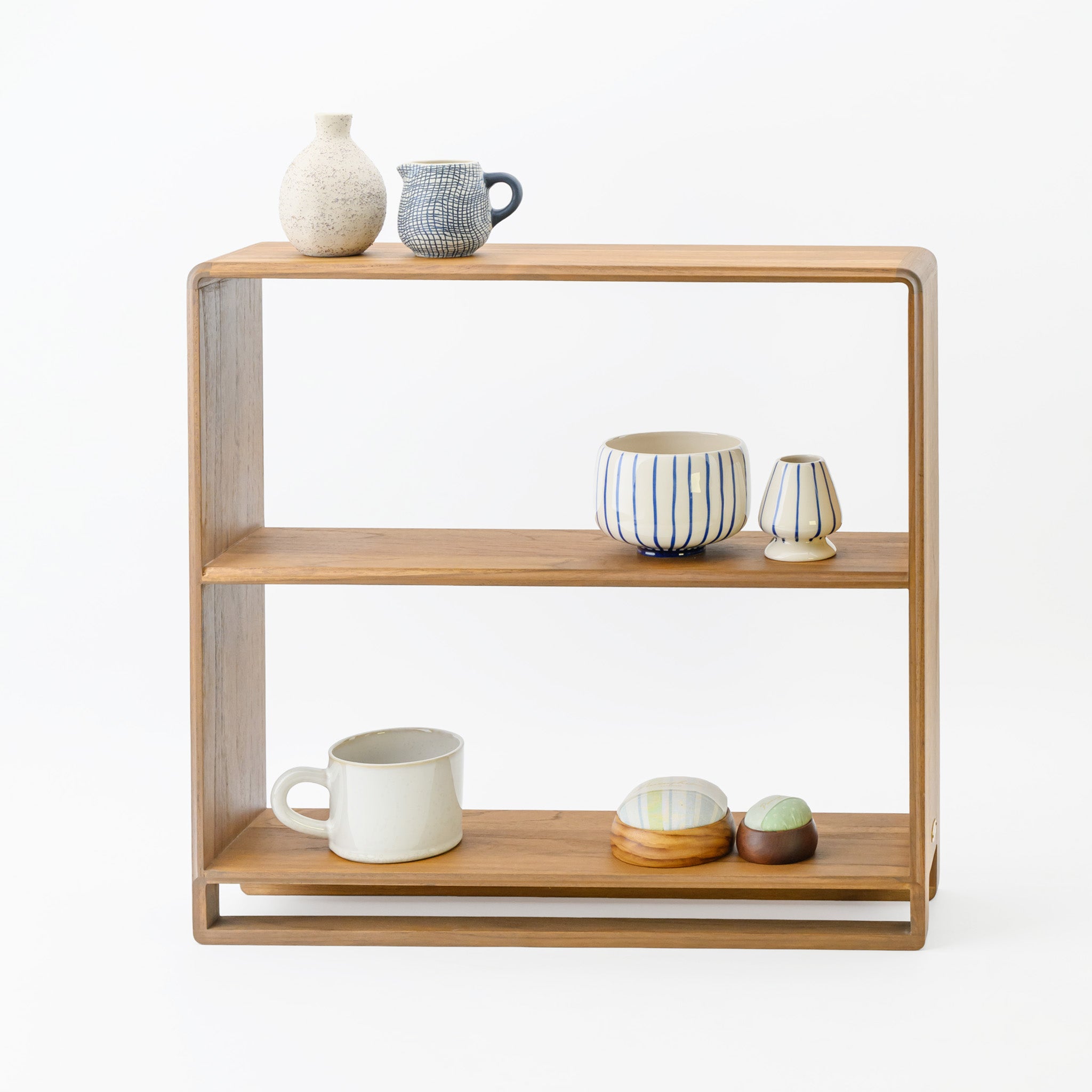 2 TIER DISPLAY SHELF (TEAK)