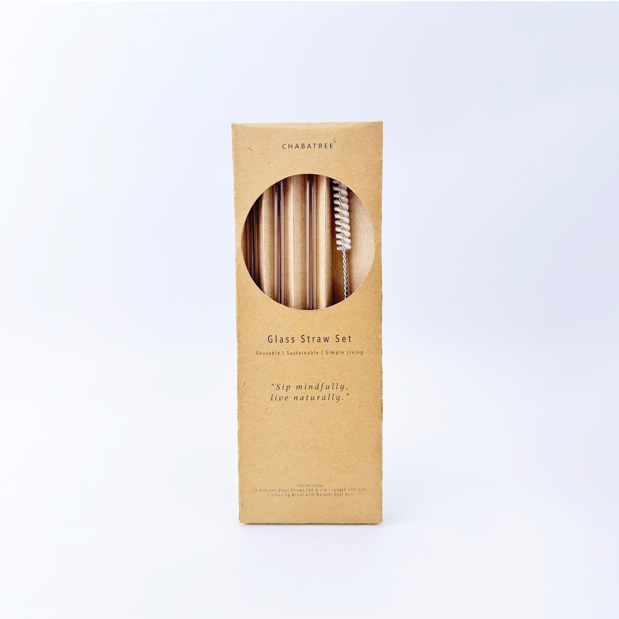 GLASS STRAW SET (TEAK)