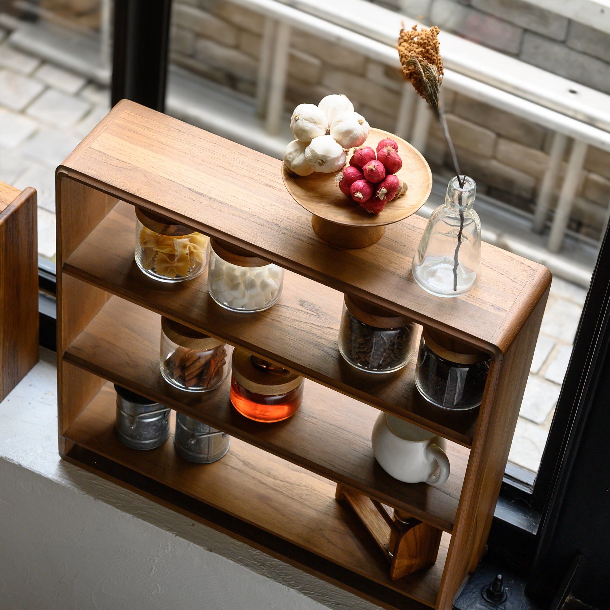 3 TIER DISPLAY SHELF (TEAK)